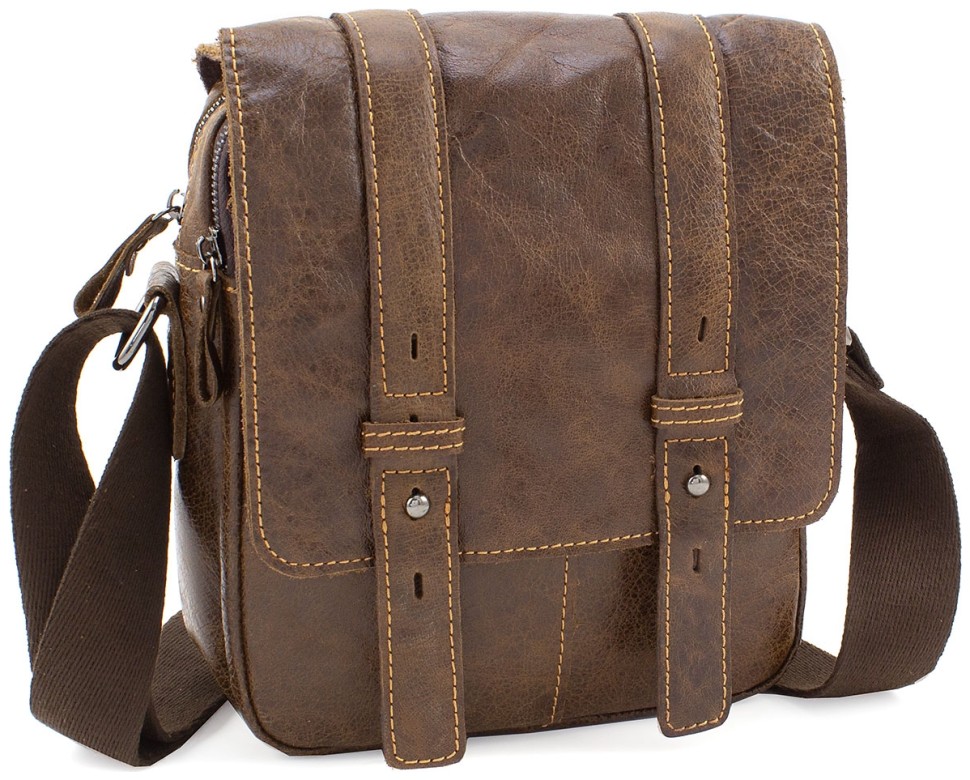 Кожаная недорогая мужская сумка винтажного стиля (под старину) Leather Collection (10365)