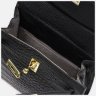 Женская кожаная сумка-трапеция с тиснением под рептилию черного цвета Keizer 71595 - 5