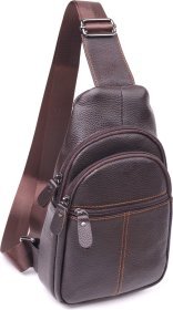 Универсальная мужская сумка-рюкзак из фактурной кожи коричневого цвета Vintage (2421308) 